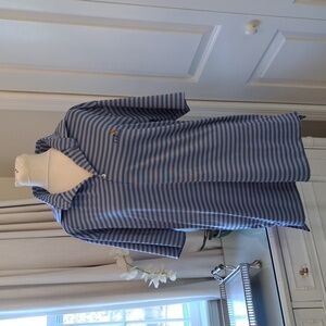 NWOT TURTLESON Mens  Performance Blue Striped Golf Polo Shirt Galloway Logo MD